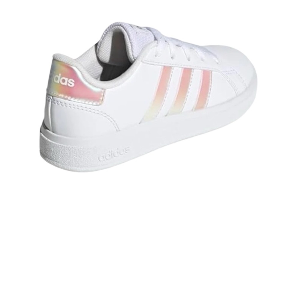 Adidas Grand Court 2.0 Kids 2 White Iridescent Unisex Sneakers BNIB Casual - Picture 4 of 7